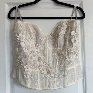 STUNNING Watters ‘WToo’ Lace Beaded Floral Bridal Bustier - Bridal Size 12